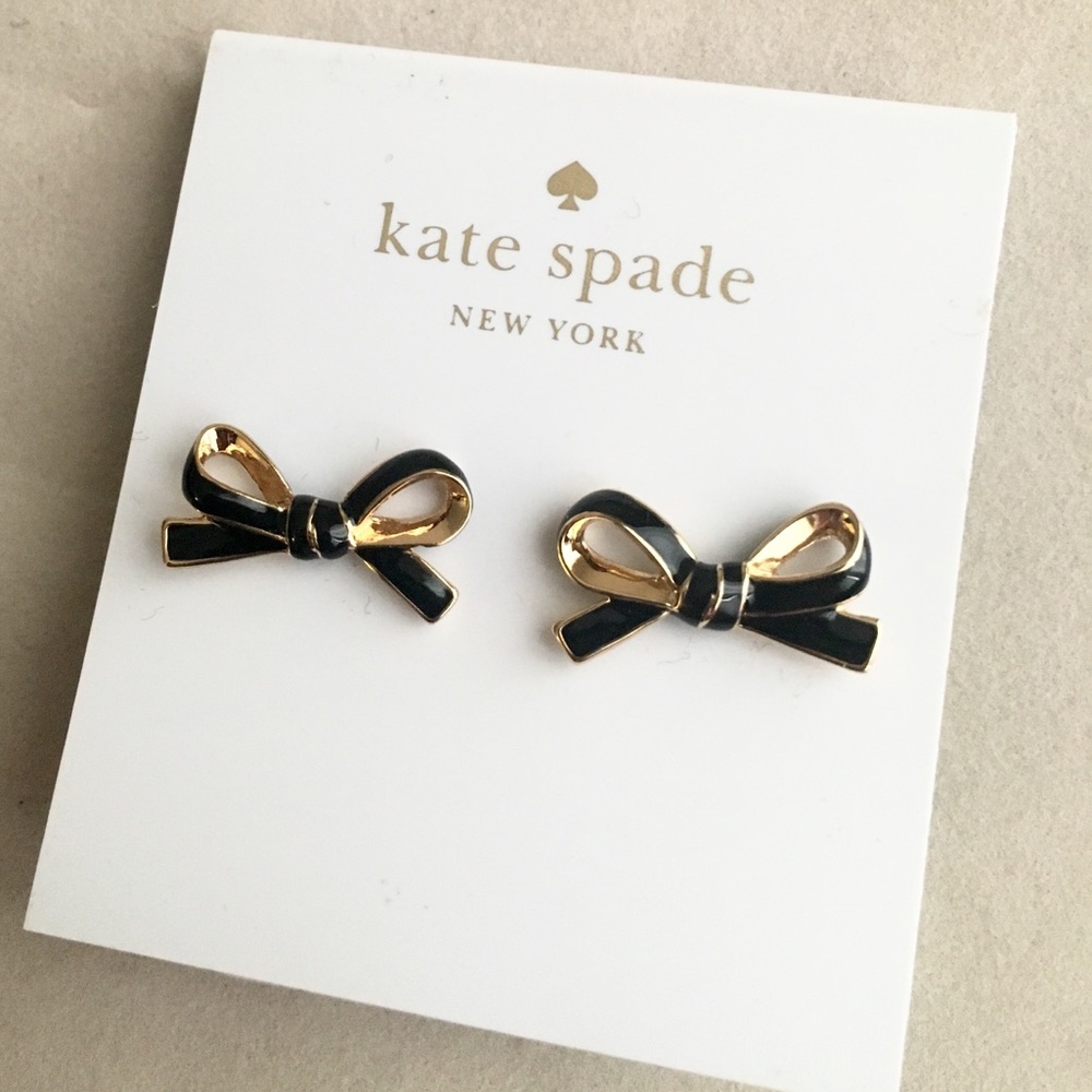 NWT Kate Spade Black bow stud earrings